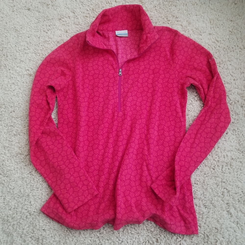 Columbia Women's 3/4 Zip Pink Fleece Top Small